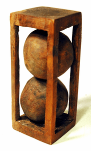 Antique carved wooden two ball whimsey
