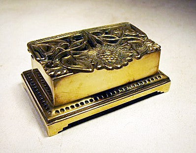 Antique cast brass STAMP BOX