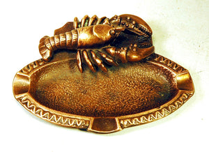 Antique cast copper LOBSTER ashtray.