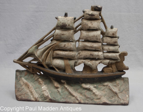 Antique Cast Iron Clipper Ship Doorstop by National Foundry