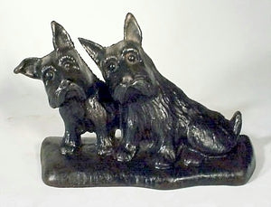 Antique cast-iron doorstop - TWO SCOTTY DOGS