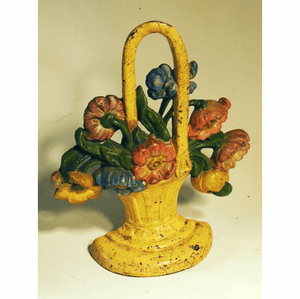 Antique cast iron FLORAL BASKET doorstop