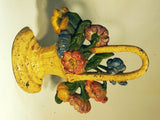 Antique cast iron FLORAL BASKET doorstop