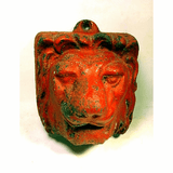Antique cast iron red painted LION;S HEAD