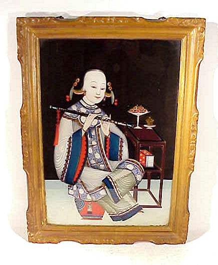 Antique China trade reverse painting on glass