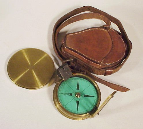 Antique compass in leather case