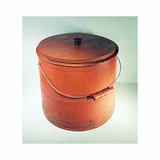 Antique covered FIRKIN in red paint.