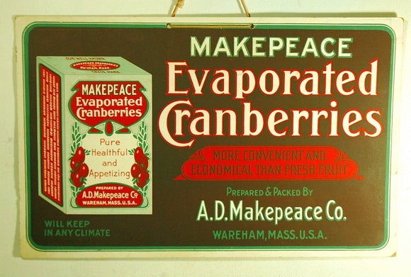 Antique CRANBERRY paper sign