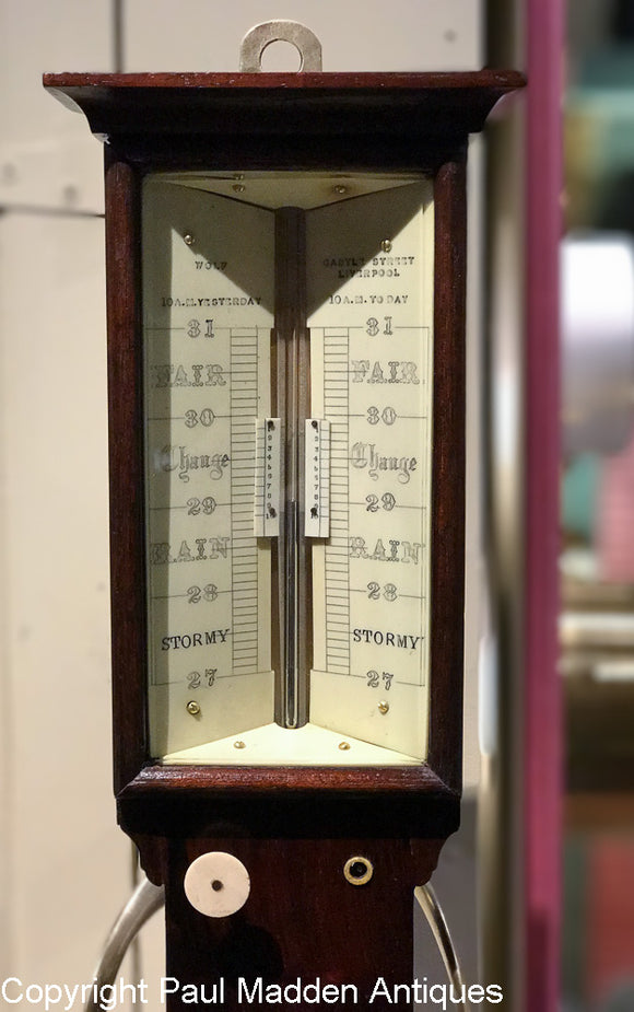 Antique English Marine Barometer Sympiesometer - Wolf, Liverpool
