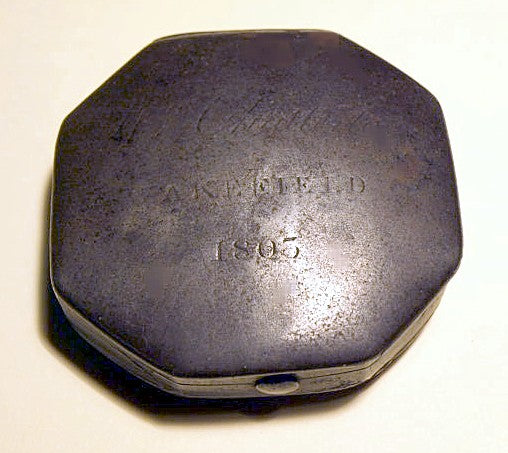 Antique English steel snuff dated 1803