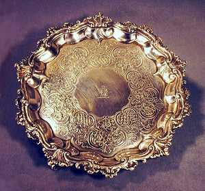 Antique English Sterling silver salver 1845