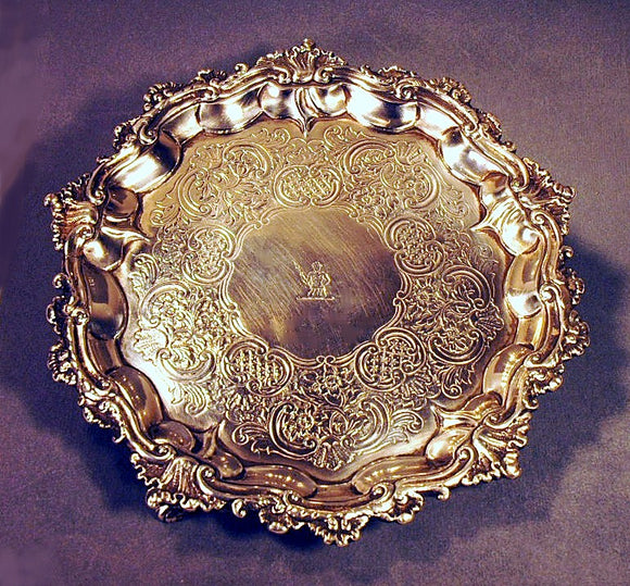 Antique English Sterling silver salver 1845