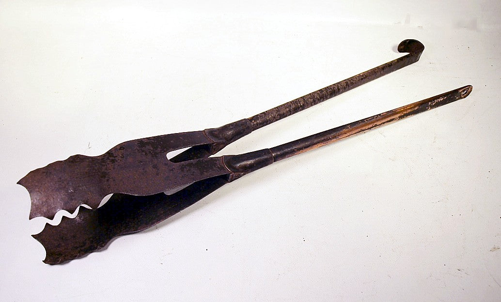Antique fireplace tongs of unusual design – Paul Madden Antiques