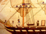 Antique folk art watercolor of Spanish ship portrait