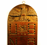 Antique folk carved EAGLE cribbage board.
