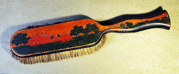 Antique folk decorated clothes brush