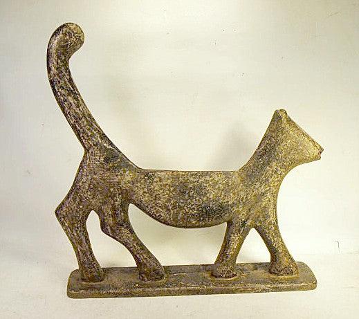 Antique folky cast iron CAT foot scaper.