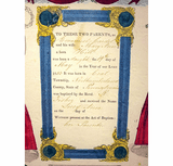 Antique hand colored BIRTH CERTICATE DATED 1853