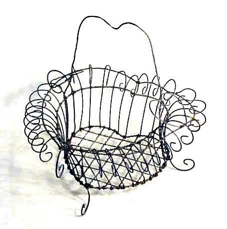 Antique heart shaped wire basket