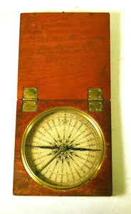 Antique mahogany pocket compass