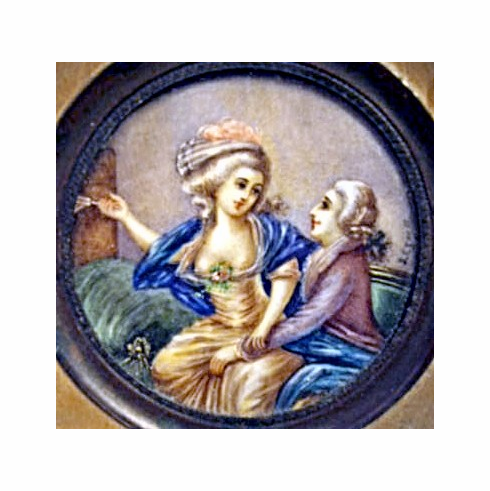 Antique miniature on ivory NAUGHTY scene