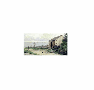 Antique Nantucket watercolor by Bartholomew