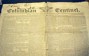 Antique newspaper COLUMBIAN CENTINEL