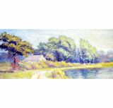 Antique oil on canvas landscape by William F. Protz 1909