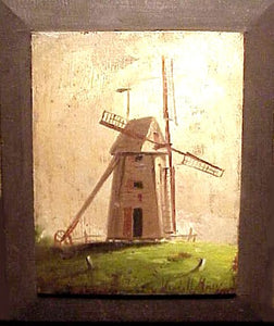 Antique oil on panel Nantucket Old Mill byMacy