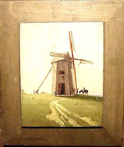 Antique oil on panel of  Nantucket Old Mill by Wendall Macy