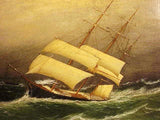 Antique oil painting by Clement Drew "Eddistone Light"