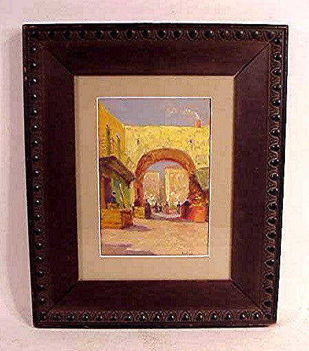 Antique oil painting of Arab medina.