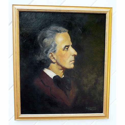 Antique oil portrait of GENTLEMAN in profile
