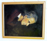 Antique oil portrait of GENTLEMAN in profile