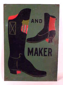Antique painted tin Boot and Shoe sign