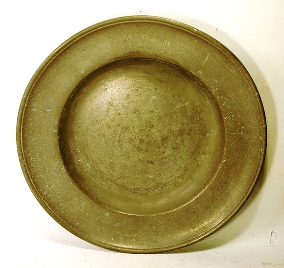 Antique pewter plate with interesting marks