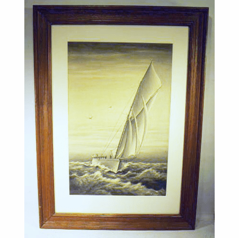 Antique sailboat watercolor by Dr. Edward R.Sisson