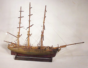 Antique sailor-made three masted ship model