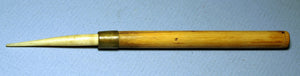 Antique scrimshaw bodkin with wooden handle