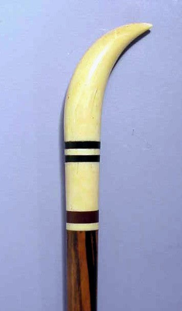 Antique scrimshaw cane with large whale ivory handle.
