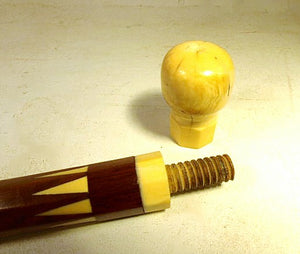 Antique scrimshaw cane with removable handle.