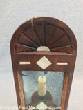Antique Scrimshaw Decorated Wall Mirror Candle Sconce