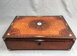 Antique Scrimshaw Double Swift Inlaid Box