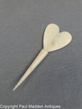 Antique Scrimshaw Heart Bodkin