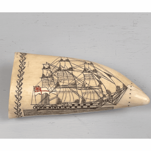Antique Scrimshaw Sperm Whale Tooth - Daniel of London by the Brittania Engraver