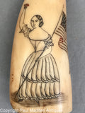 Antique Scrimshaw Sperm Whale Tooth with Lady Liberty