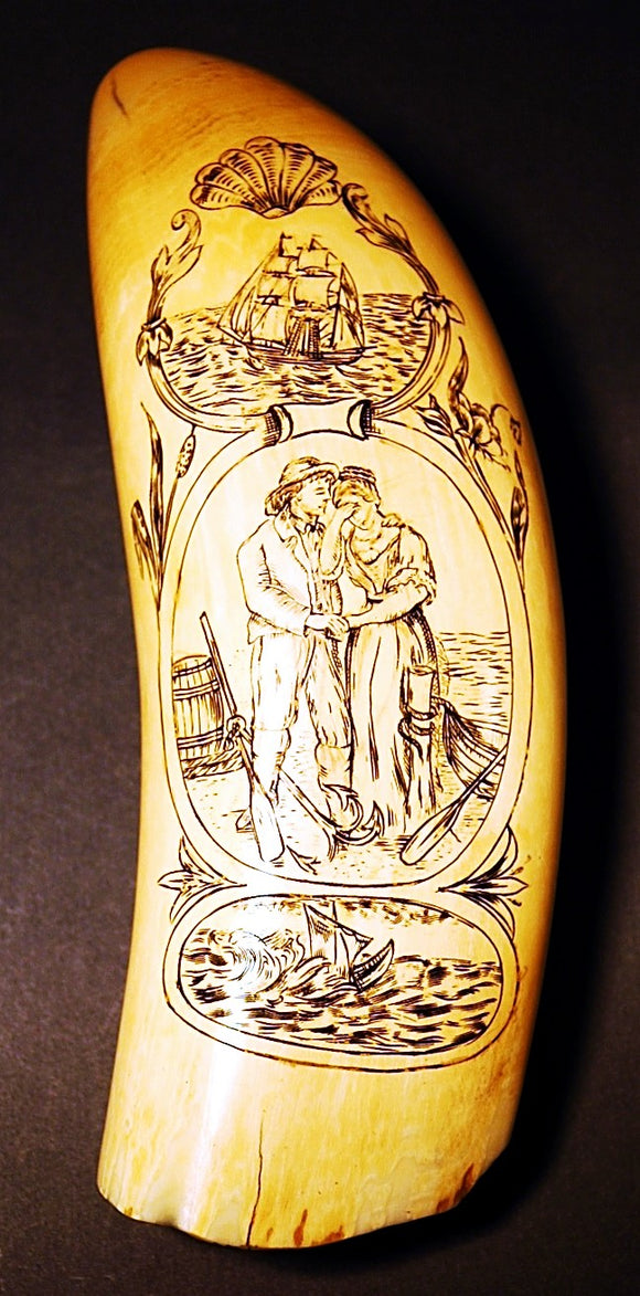 Antique scrimshaw tooth IRISH sailor