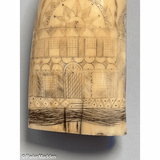 Antique Scrimshaw Tooth with Heart & Building