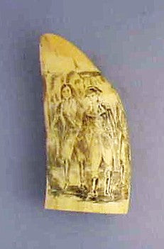 Antique scrimshaw tooth with Napoleon and Jaff 1799