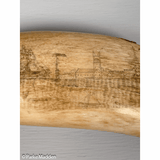 Antique Scrimshaw Tooth with Ships at Port